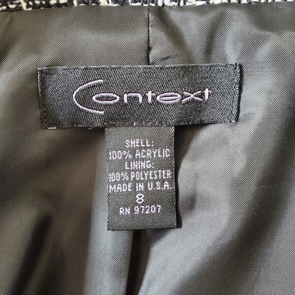 Context Black & White Tweed Circle Skirt Suit Size 8 - Picture 6 of 11